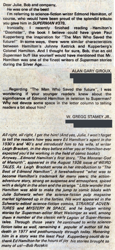 Superman Letters Page